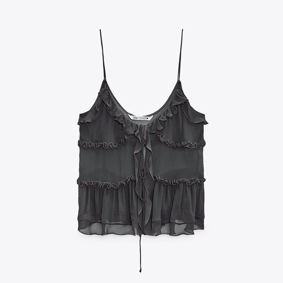 BLOGGER'S FAVE! Zara Ruffled Semi-Sheer Top NWT - Picture 14 of 16